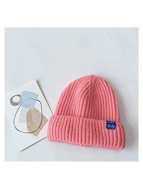 Autumn and Winter Solid Color Baby Knitted Hat Children's Warm Soft Casual Hat Child Girl Boy Beanie (Color : Light Green, Size : 48 52cm)