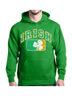 Shop4Ever Men's Distressed Irish Flag St. Patrick's Day Hooded Sweatshirt Hoodie