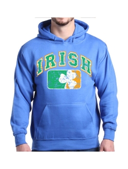 Shop4Ever Men's Distressed Irish Flag St. Patrick's Day Hooded Sweatshirt Hoodie