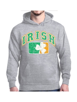 Shop4Ever Men's Distressed Irish Flag St. Patrick's Day Hooded Sweatshirt Hoodie