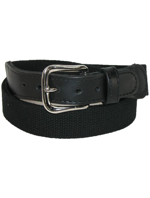 Men's Cotton Web Belt with Leather Tabs