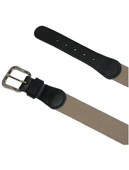 Men's Cotton Web Belt with Leather Tabs