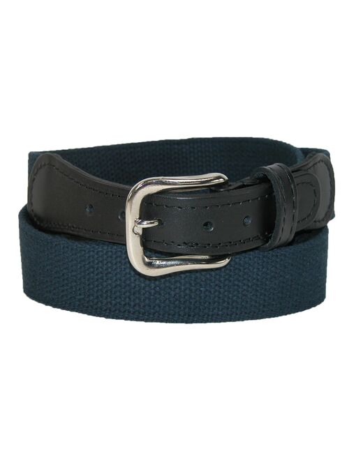 Men's Cotton Web Belt with Leather Tabs