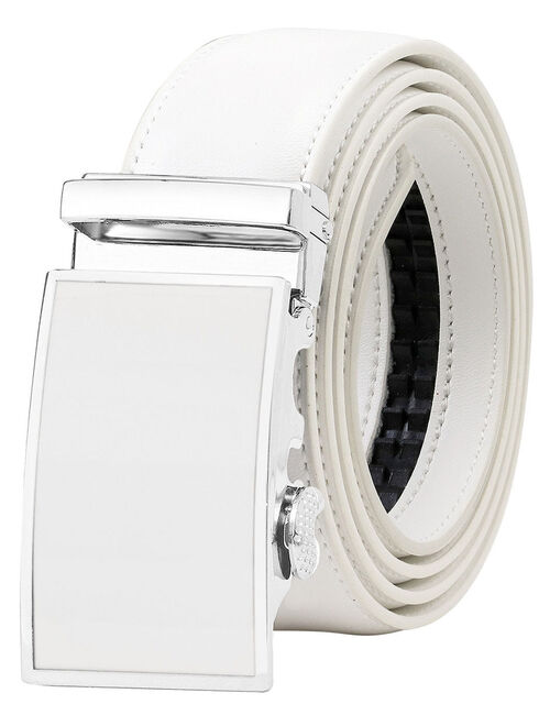 Falari Leather Dress Belt Ratchet Belt Holeless Automatic Buckle Adjustable Size