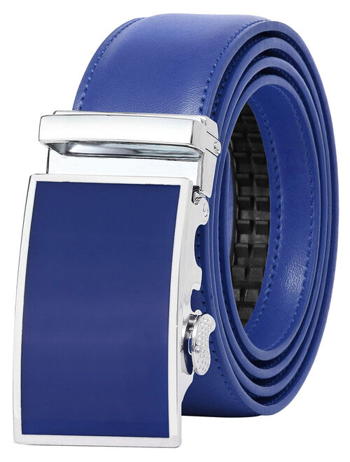 Falari Leather Dress Belt Ratchet Belt Holeless Automatic Buckle Adjustable Size