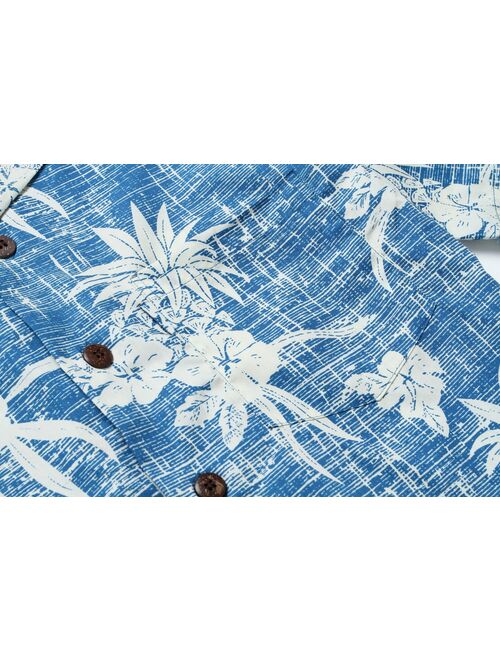 Hawaiian Shirt Aloha Shirt in Vintage Blue Pineapple