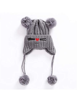 Fashion Winter Warm Lined Cartoon Knitted Hat Infant Toddler Kids Beanie Hat Girls Boys. Styling (Color : Gray)