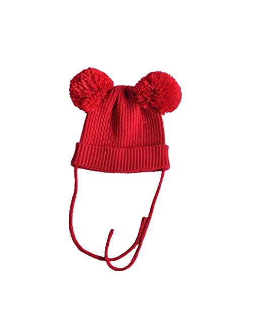 Fashion Winter Warm Lined Knitted Hat Infant Toddler Kids Beanie Knit Hat Girls Boys. Styling (Color : Black)