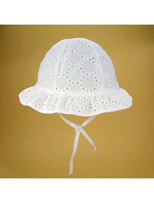 Gai Hua Home Girls white embroidered cotton baby hat cotton fisherman hat newborn hat princess sun hat (Color : White-C)