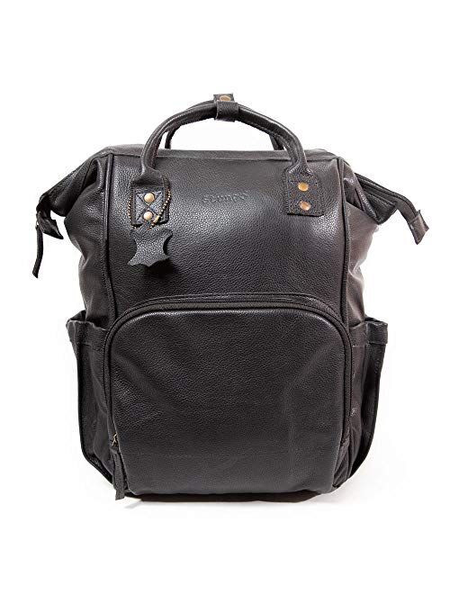 Hugo Boss Large Black Leather Diaper Bag Knapsack Genuine Leather Diaper bag Backpack WATERPROOF diaper bag UNISEX