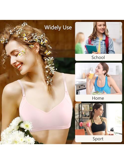 Hbhpov Teenage Girls Cotton Bras Breathable Underwear Wire Free