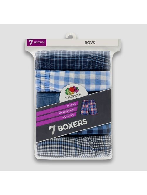 Fruit of the Loom® Boys' 7pk Plaid Boxer Briefs - Colors Vary