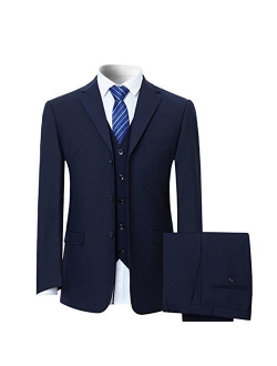 Mens Slim Fit Suit Solid Color Formal Business 3 Button 3-Piece Suit Set