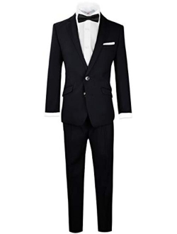 Signature Boys' Slim Tuxedo Suit with Bow Tie