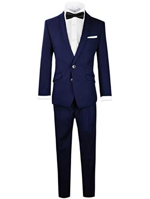 Black n Bianco Signature Boys' Slim Tuxedo Suit with Bow Tie