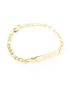 Tina&Co Personalized 14K Gold Plated Baby Name Bracelet Custom Bracelets  for Kids Id Protection Bracelet Baptism for Girls