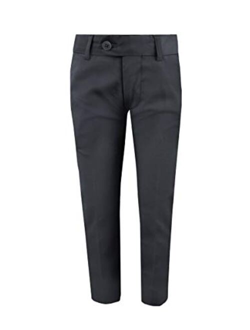 Black n Bianco Boys' First Class Slim Fit Trousers Dress Pants Gently Tapered Flat Front - Presented by Baby Muffin