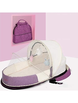 Travel Bassinet Foldable Baby Bed Diaper Bag Backpack Waterproof Crib Baby Changing Diapers Station Baby Nest Mommy Bag with Mattress