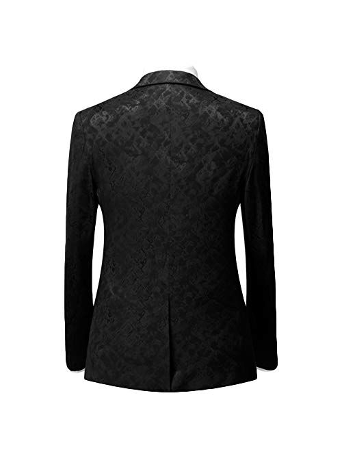 Men's Formal Elegant Solid Two Button 3 Pieces Suit Single Breasted Blazer Vest Pants Set