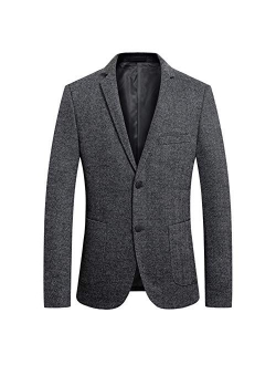 Men’s Two Button Wool Blend Slim Fit Casual Sports Coat Blazer Jacket