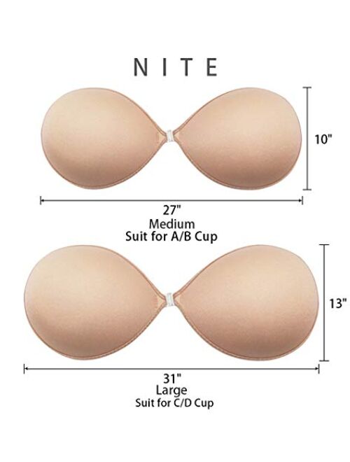 Raylarnia Sticky Bra,2 Pairs Push Up Strapless Self Adhesive Bra Invisible Backless Reusable Silicone Bra