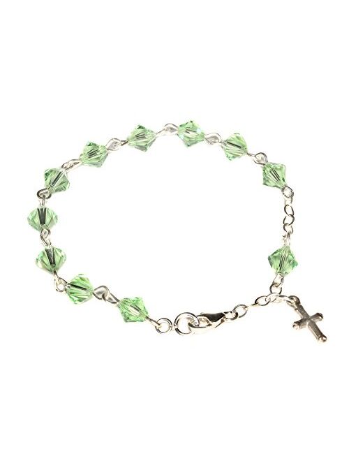 Girls Rosary Bracelet Made with Swarovski Crystals, Glass (Communion, Wedding, Reconciliation, Christmas, Easter, Gift)