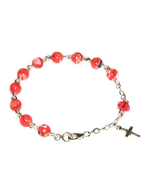 Girls Rosary Bracelet Made with Swarovski Crystals, Glass (Communion, Wedding, Reconciliation, Christmas, Easter, Gift)