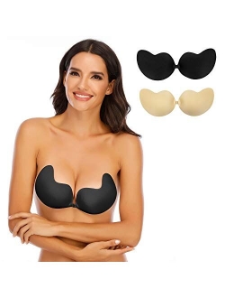 CAREONLINE Invisible Adhesive Bras, Strapless Sticky Bra Push up Backless Bras for Women