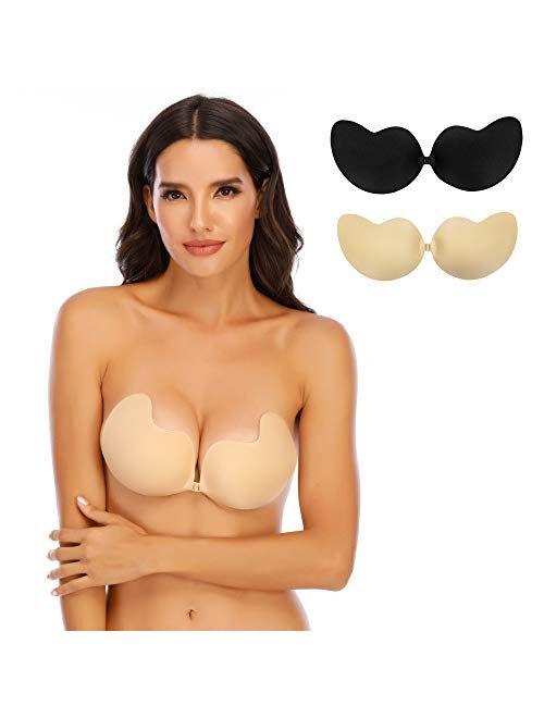 CAREONLINE Invisible Adhesive Bras, Strapless Sticky Bra Push up Backless Bras for Women