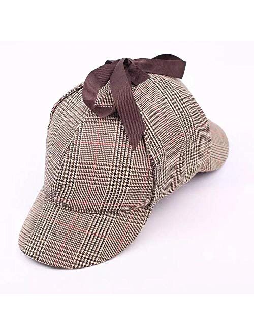 Unisex Sherlock Holmes Deerstalker Wool Tweed Cap with Ear Flaps