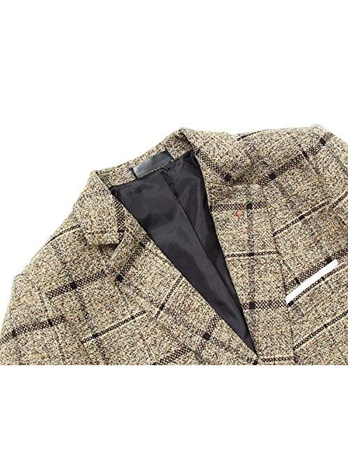 Men's 3-Piece Suit Plaid Slim Fit One Button Single-Breasted Wedding Blazer