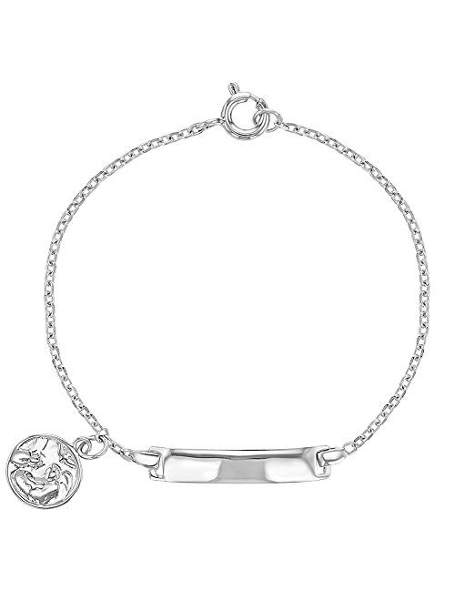 925 Sterling Silver Identification Tag ID Guardian Angel Kids Bracelet Unisex 5.5"