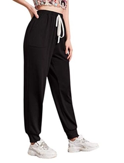 Women's Causal Drawstring Waist Yoga Active Workout Long Pant with Pocket