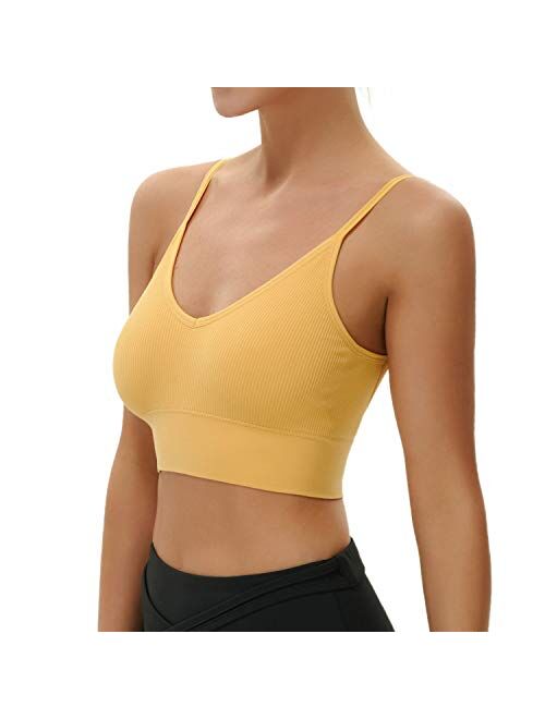 JUST BEHAVIOR Low Back Bra Comfort V Neck Cami Crop Low Back Workout Tops for Women