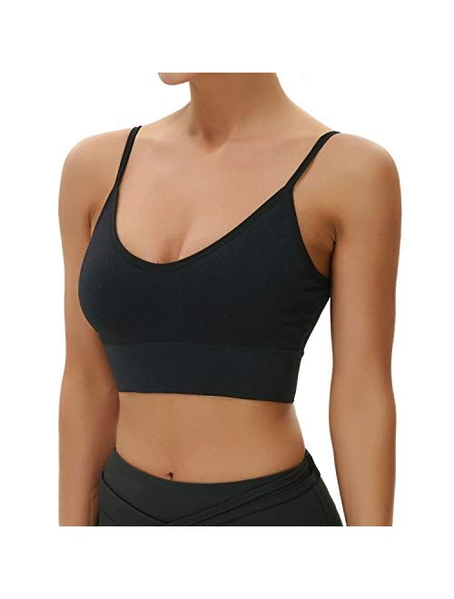 JUST BEHAVIOR Low Back Bra Comfort V Neck Cami Crop Low Back Workout Tops for Women