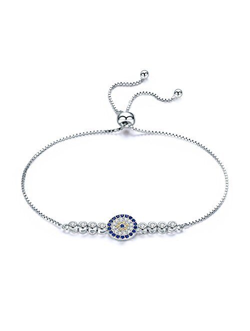 WOSTU Mother's Day Bracelets for Women 925 Sterling Silver Cubic Zirconia Evil Eye Tennis Bracelets