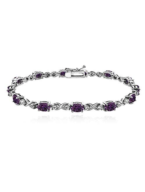 Sterling Silver 6x4mm Oval Infinity Bracelet Made with Swarovski Crystals