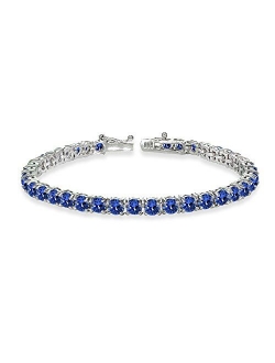 GemStar USA Sterling Silver 4mm Round-Cut Classic Bracelet Made with Swarovski Crystals