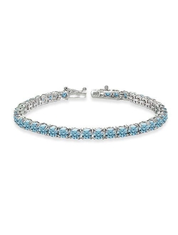 GemStar USA Sterling Silver 4mm Round-Cut Classic Bracelet Made with Swarovski Crystals