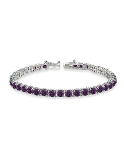 GemStar USA Sterling Silver 4mm Round-Cut Classic Bracelet Made with Swarovski Crystals