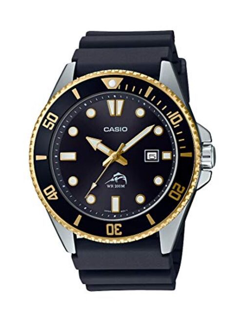 Casio Men's Diver Inspired Stainless Steel Quartz Watch with Resin Strap, Black, 25.6 (Model: MDV106G-1AV)