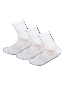 Tommaso Cycling and Spinning Socks Moisture Wicking 3 Pack, Black, White, High, Low Cut