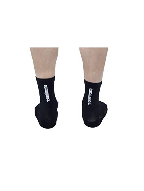 Tommaso Cycling and Spinning Socks Moisture Wicking 3 Pack, Black, White, High, Low Cut