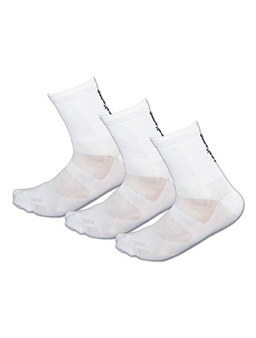 Tommaso Cycling and Spinning Socks Moisture Wicking 3 Pack, Black, White, High, Low Cut