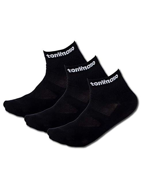 Tommaso Cycling and Spinning Socks Moisture Wicking 3 Pack, Black, White, High, Low Cut