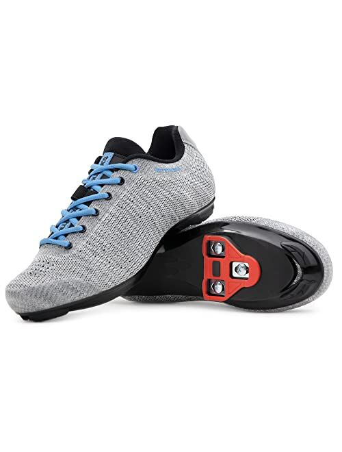 Tommaso Pista Aria Knit Women's Indoor Cycling Class Ready Shoe and Bundle with Compatible Cleat, Look Delta, SPD - Black, Pink, Grey, Blue