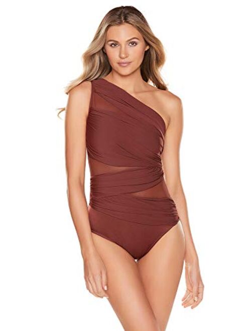 Miraclesuit Women's Slimming Swimwear JENA One Shoulder Tummy Control One Piece Swimsuit Bathing Suit