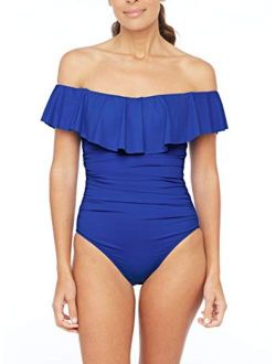 Women's Island Goddess Off Shoulder Ruffle One Piece Swimsuit