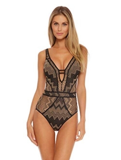 Becca by Rebecca Virtue Women's Reveal Show & Tell Plunge One Piece Swimsuit