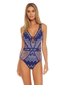 Becca by Rebecca Virtue Women's Reveal Show & Tell Plunge One Piece Swimsuit